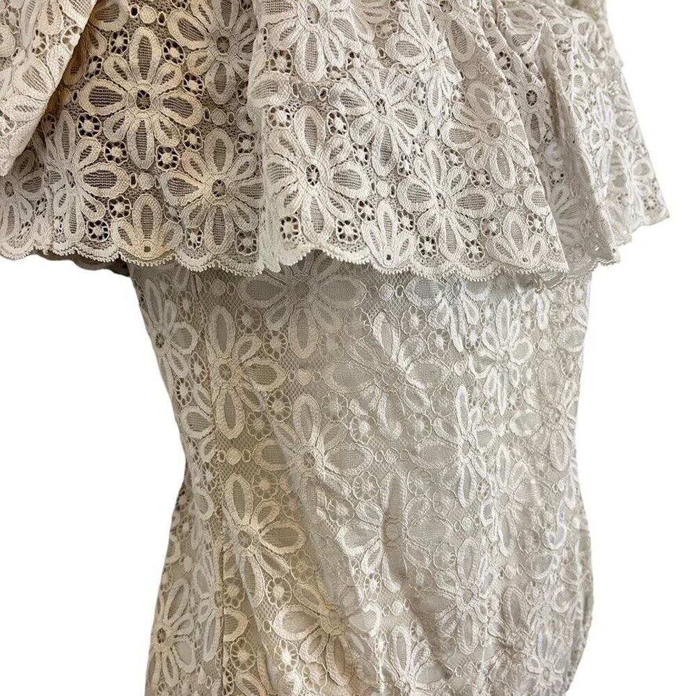 Victorias Secret Light Gray Lace Off The Shoulder Sheer Bodysuit Top Floral M - Picture 3 of 16